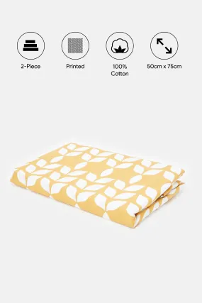 Yellow Leaves Printed Pillowcase Set (2 Piece)